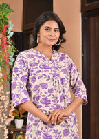 Violet Bloom Cotton Co-ord Set