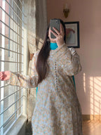 Premium Cambric Printed Neck Button Detailing