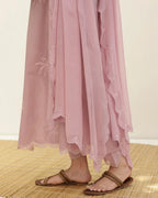 Peach Cotton Embroidered Dress