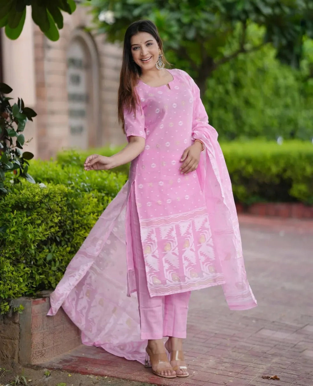 Beautiful Pink Full KurtI Set