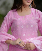 Beautiful Pink Full KurtI Set