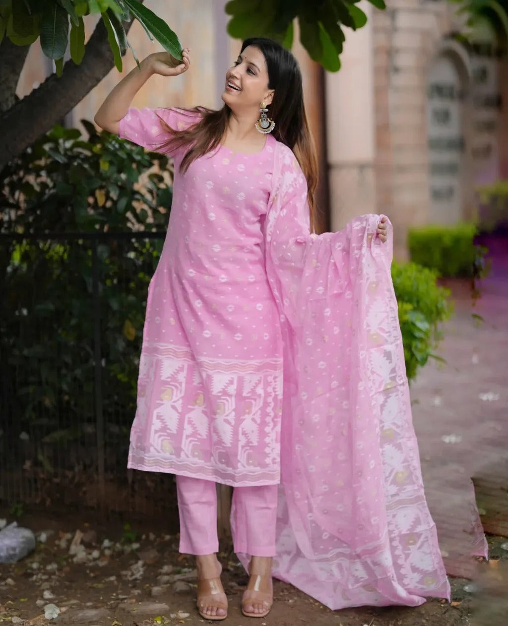 Beautiful Pink Full KurtI Set