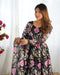 Attractive Soft Black Color Flared Gown For Party