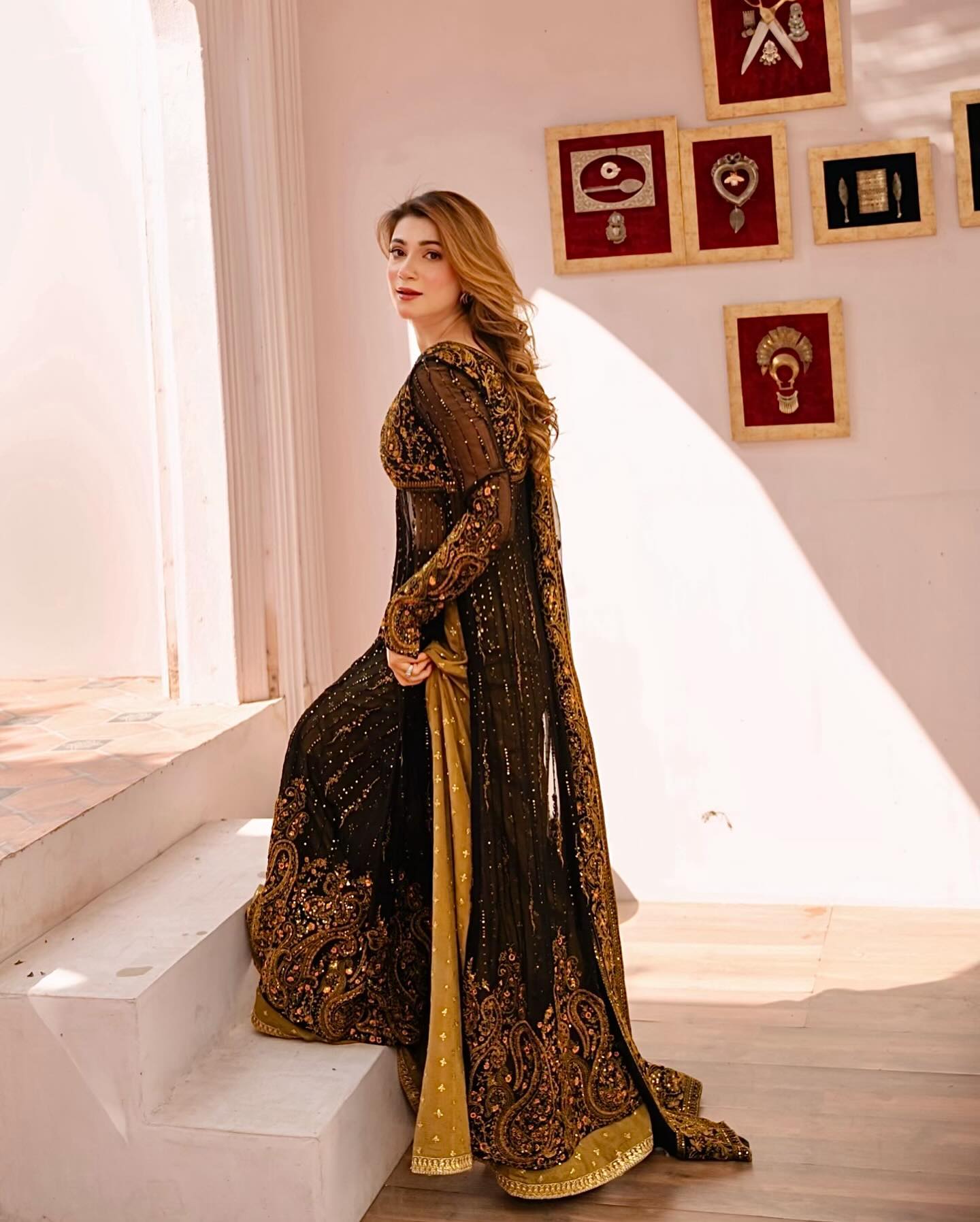 Black Color Mirror Gown Dress For Girls