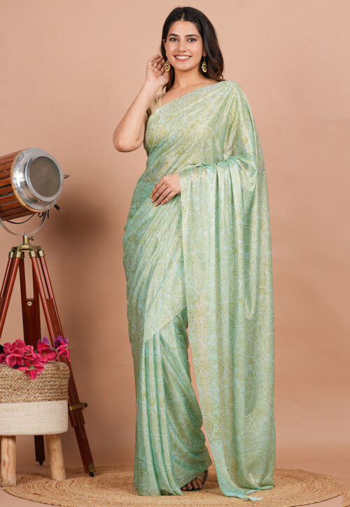 Printed Lycra Saree in Pastel for women