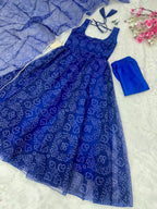 Adorning Blue Color Heavy Badhani Work Gown