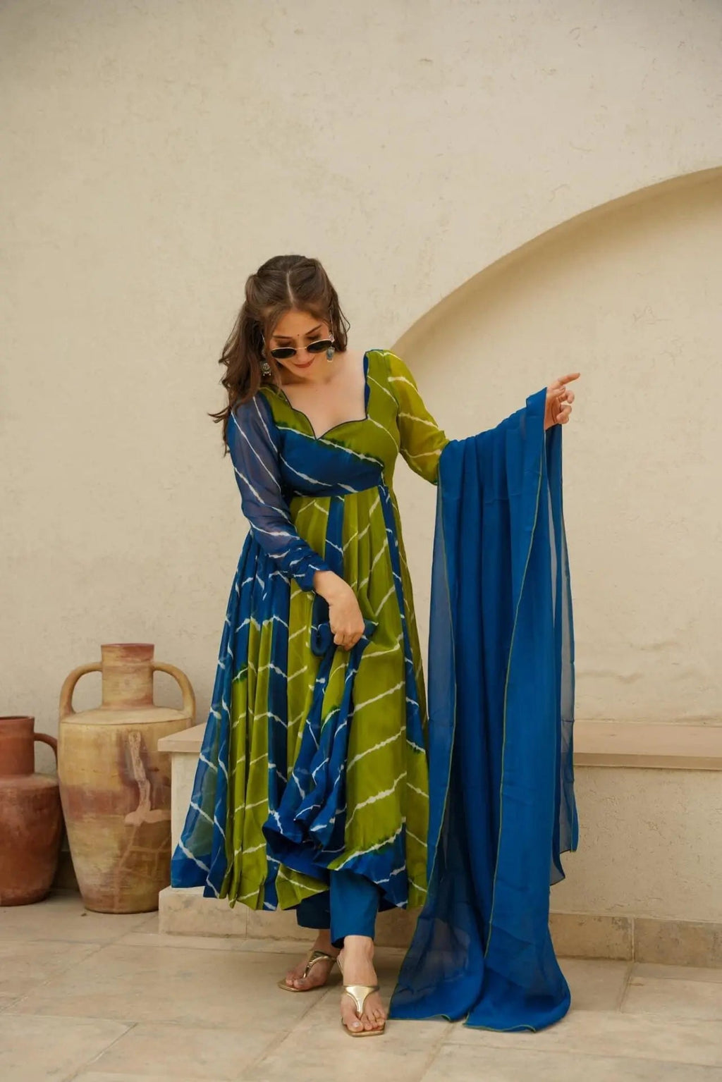 Admirable Light Green Color Designer Gown
