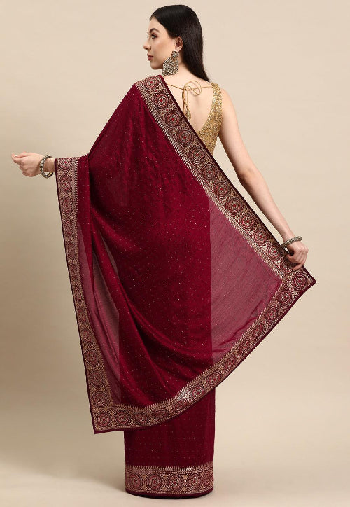 Embroidered Silk Blend Saree collection for women