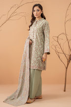 Beige Faux Cotton Embroidery Work Long Salwar Suits