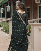Bottle Green Color Gown Sarara For Girls
