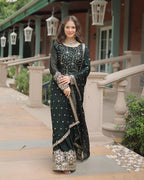 Bottle Green Color Gown Sarara For Girls