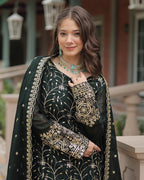 Bottle Green Color Gown Sarara For Girls