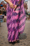 Exceptional Leheriya Purple with black striped Kota hand made printed saree