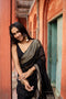 Exciting Black Color Poly Silk Printed Jacquard Saree For woven