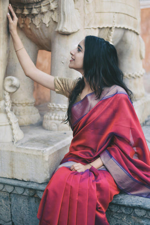 Exclusive Pink Color Soft Shining Silk Designer Saree For Woven