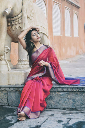 Exclusive Pink Color Soft Shining Silk Designer Saree For Woven