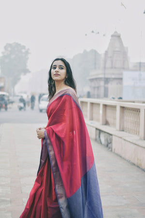 Exclusive Pink Color Soft Shining Silk Designer Saree For Woven