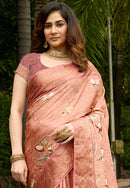 Printed Silk Woven Saree with Contrast Border