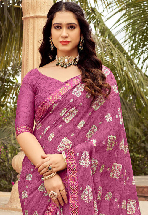 Digital Printed Chiffon Saree in Cotton collection