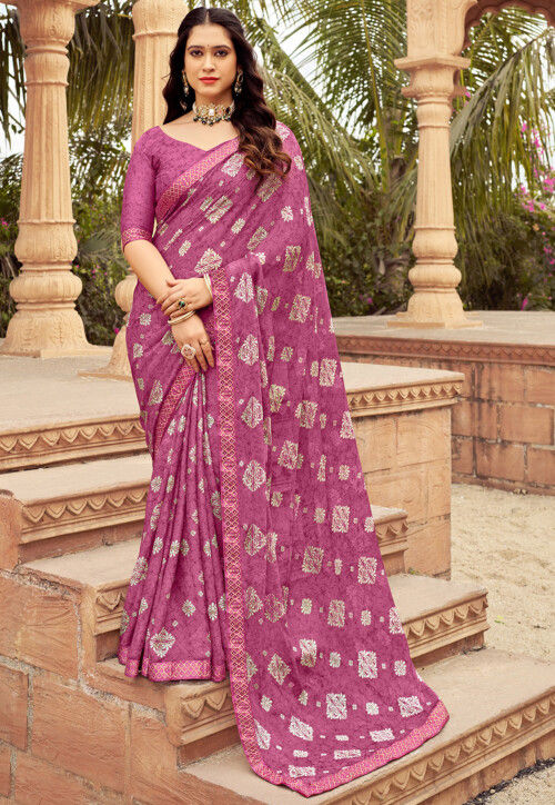 Digital Printed Chiffon Saree in Cotton collection