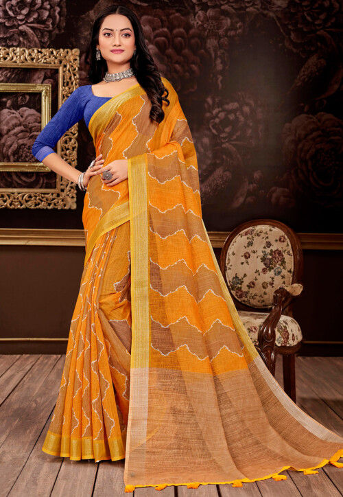 Digital Printed heavy Cotton Silk Saree