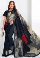 full Black  Digital  Saree collection for girl