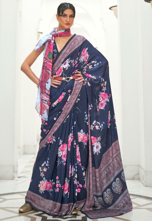 Printed Chiffon Saree with Embroidered Work collection