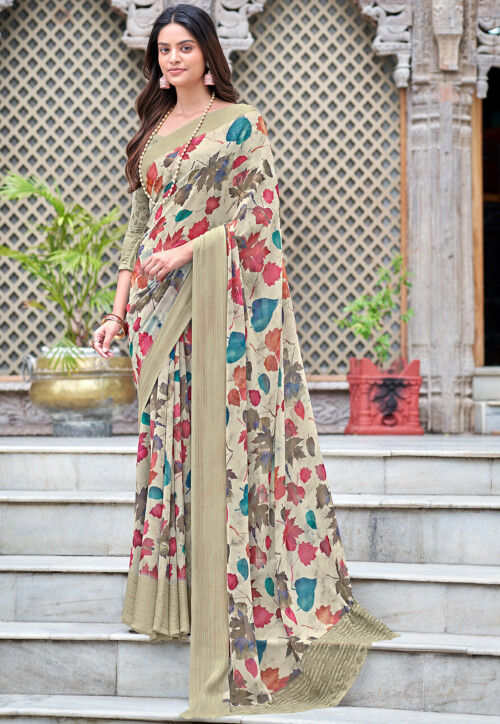 Digital Printed Georgette saree for girls