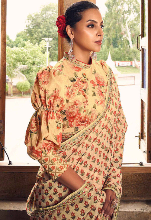 Digital Printed Chiffon saree collections for women