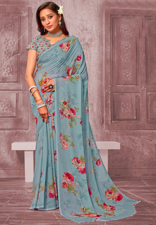 Digital Printed Organza Saree collections with work for women