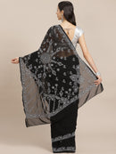 Woven Handloom Printed Saree with heavy Chiffon Embroidery work  for Party Wear collection