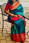 Woven Kora Silk Handwoven Linen Saree With Contrast Border for Wedding Wear