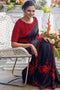 Festive Wear Black Colored Embroidered Saree with party wear collection