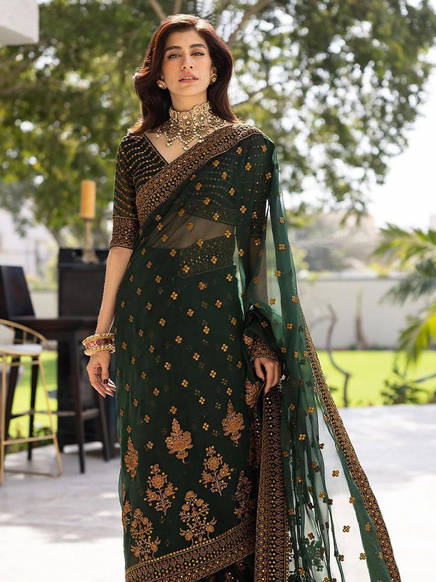 Exceptional Dark Green Color Soft Satin digital printed saree For woven