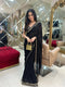 Designer One piece Black colored Silk Saree with golden work border  for causal wear