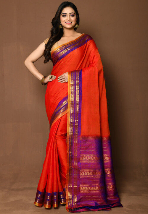 Amazing Pure Handloom Cotton Silk Gadwal half-half Saree for causal wear