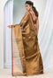 Copper Zari Cotton Handloom Tissue Saree in Dhoop Chaanv On Pallu Wrap for Ready To Wear