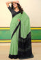 Leheriya Printed Pure Cotton Green Mul Mul Readymade Saree for woven