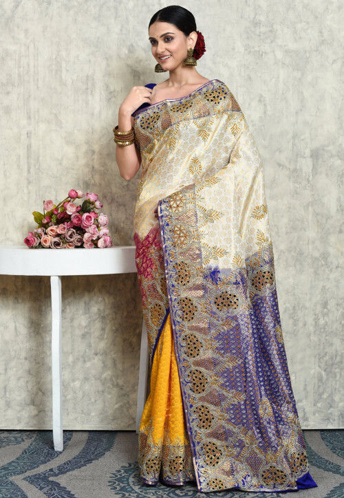 Pure Silk Paisley Bollywood Kanjivaram Style Saree With Digital Print Zari Border daily wear