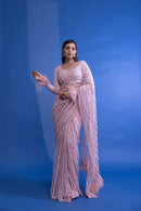 Designer Baby Pink colored Silk Latest  Saree for daily wear