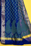 Banarasi Soft Silk Jacquard Kanchipuram Pattu Saree with contrast Border for woven