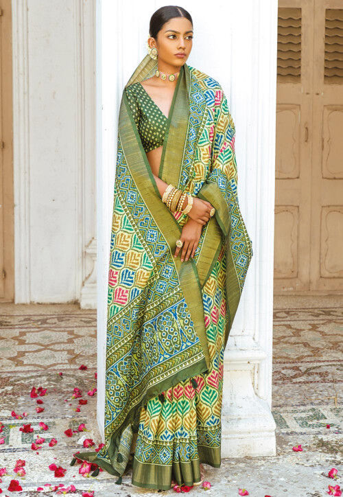 Brilliant green Color Soft Silk Designer Butta Patta Sarees for woven collection