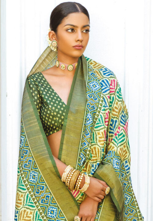 Brilliant green Color Soft Silk Designer Butta Patta Sarees for woven collection