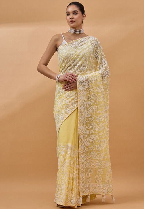 Chikankari Embroidered Pure Georgette Saree collection for woven