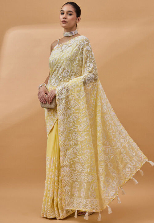 Chikankari Embroidered Pure Georgette Saree collection for woven