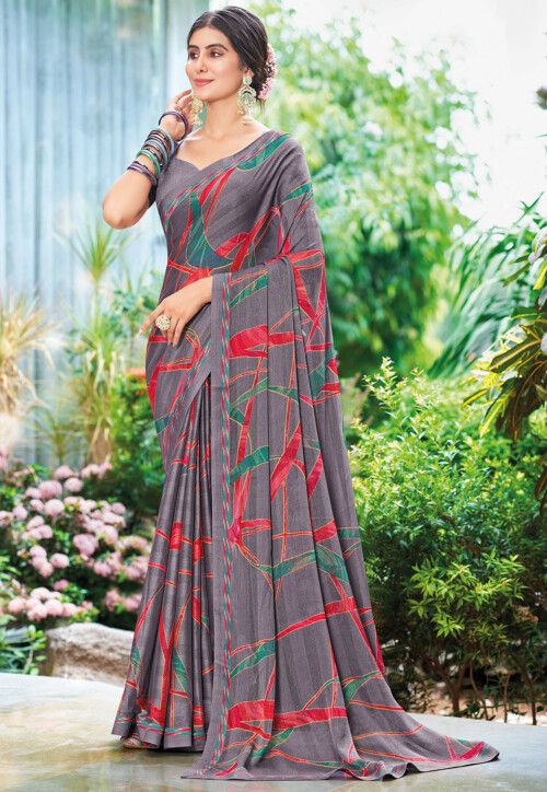 Bollywood Style Organza Floral printed Saree Women for Festive Party Wear