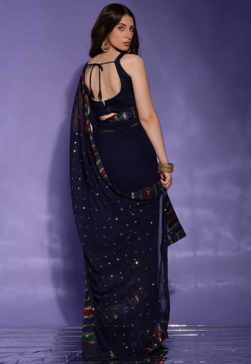 Embellished Georgette Saree with Sequin  for Reception Party Wear Saree