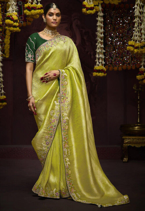 Pure Banarasi Kanjivaram Designer with Party Wear Silk Saree for woven