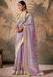 Lavender Paithani Banarasi Silk Saree with Floral Motifs  Lavender Floral Motifs for woven