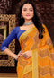 Brilliant yellow And brown Color Linen Designer Hand Weaving Saree for Daily wear